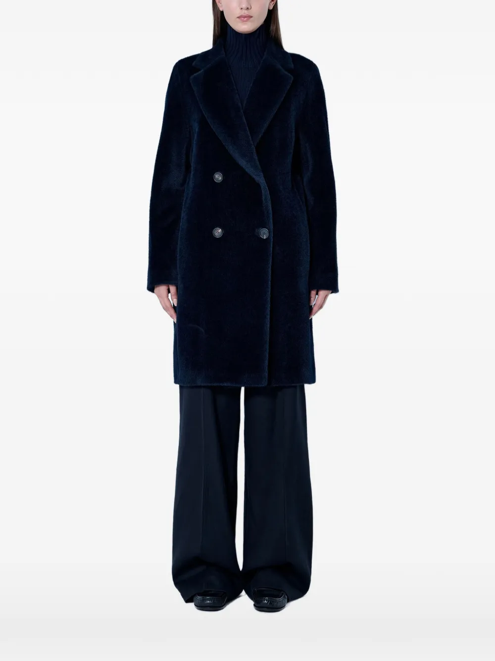 Max Mara notched-lapel double-breasted coat - Bleu