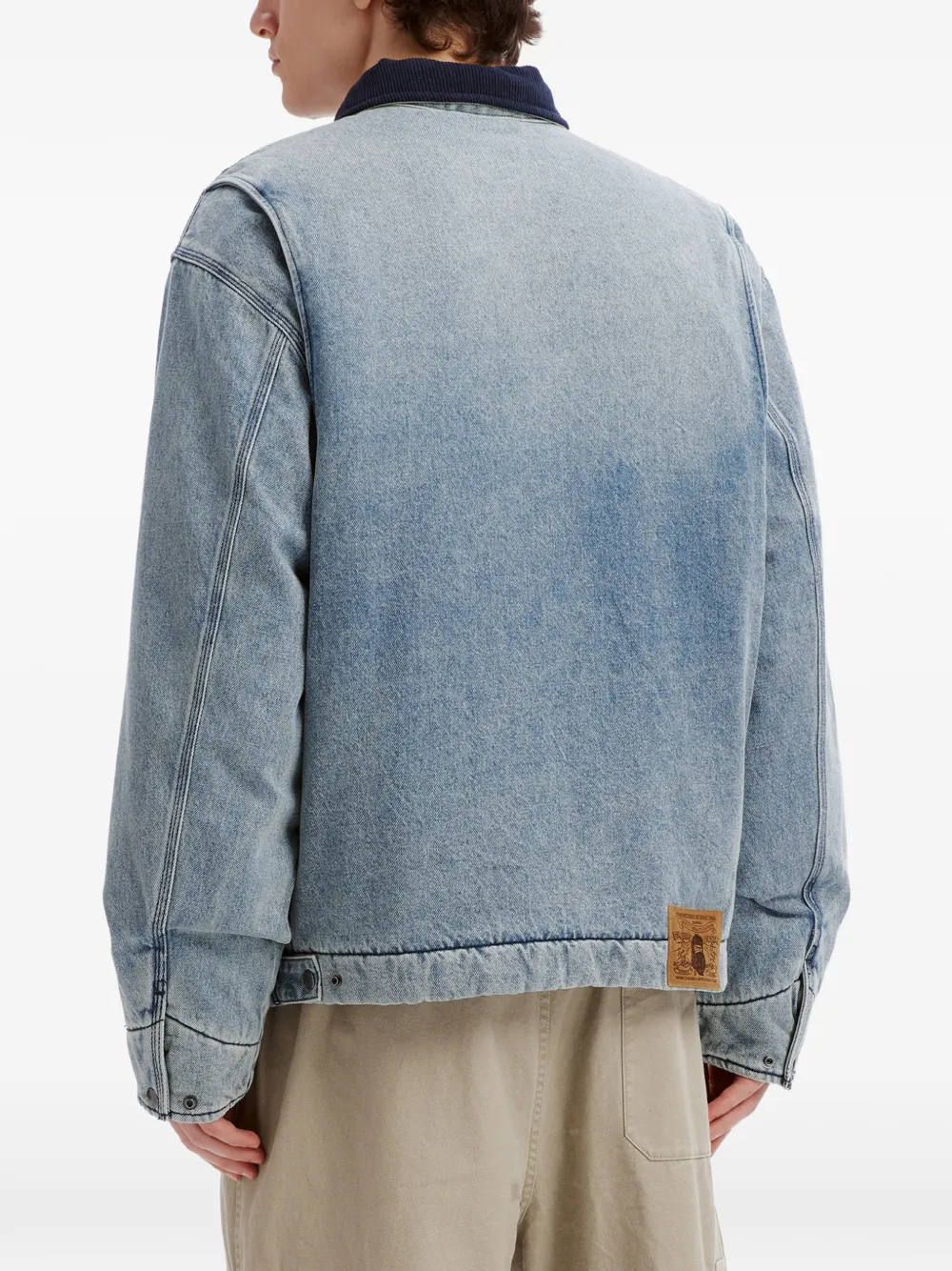 FINGERCROXX Denim jack met geborduurd logo Blauw