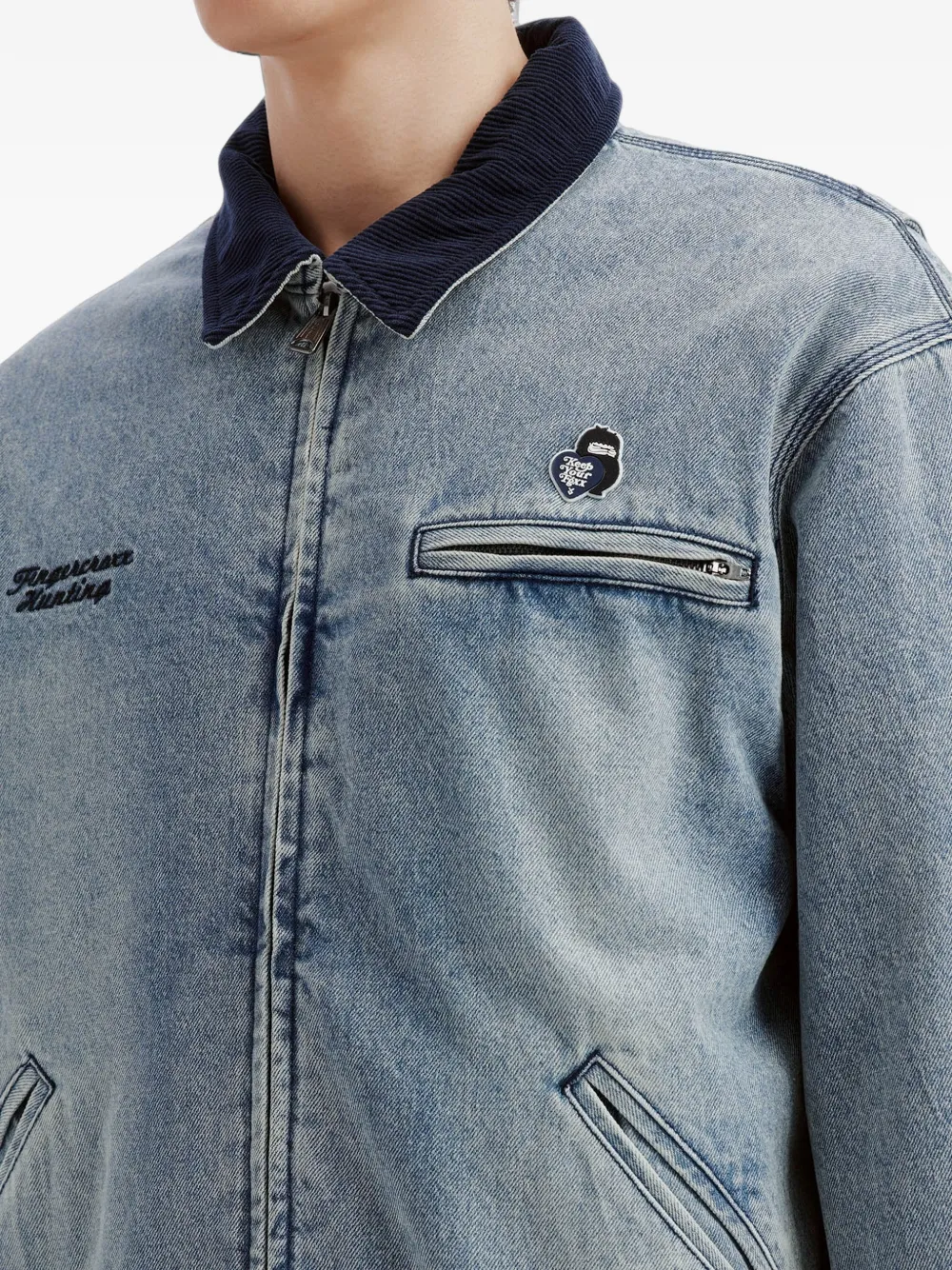 FINGERCROXX Denim jack met geborduurd logo Blauw