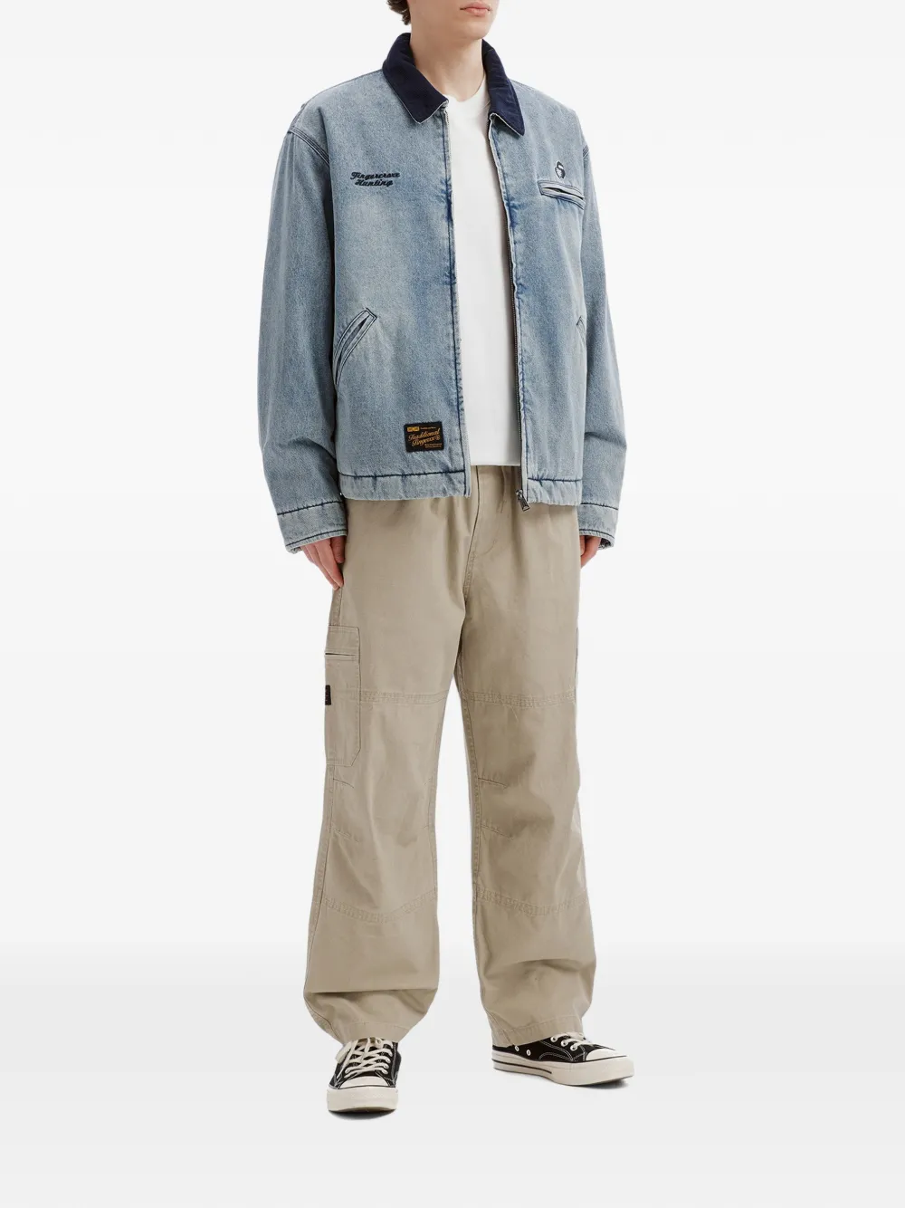 FINGERCROXX Denim jack met geborduurd logo Blauw