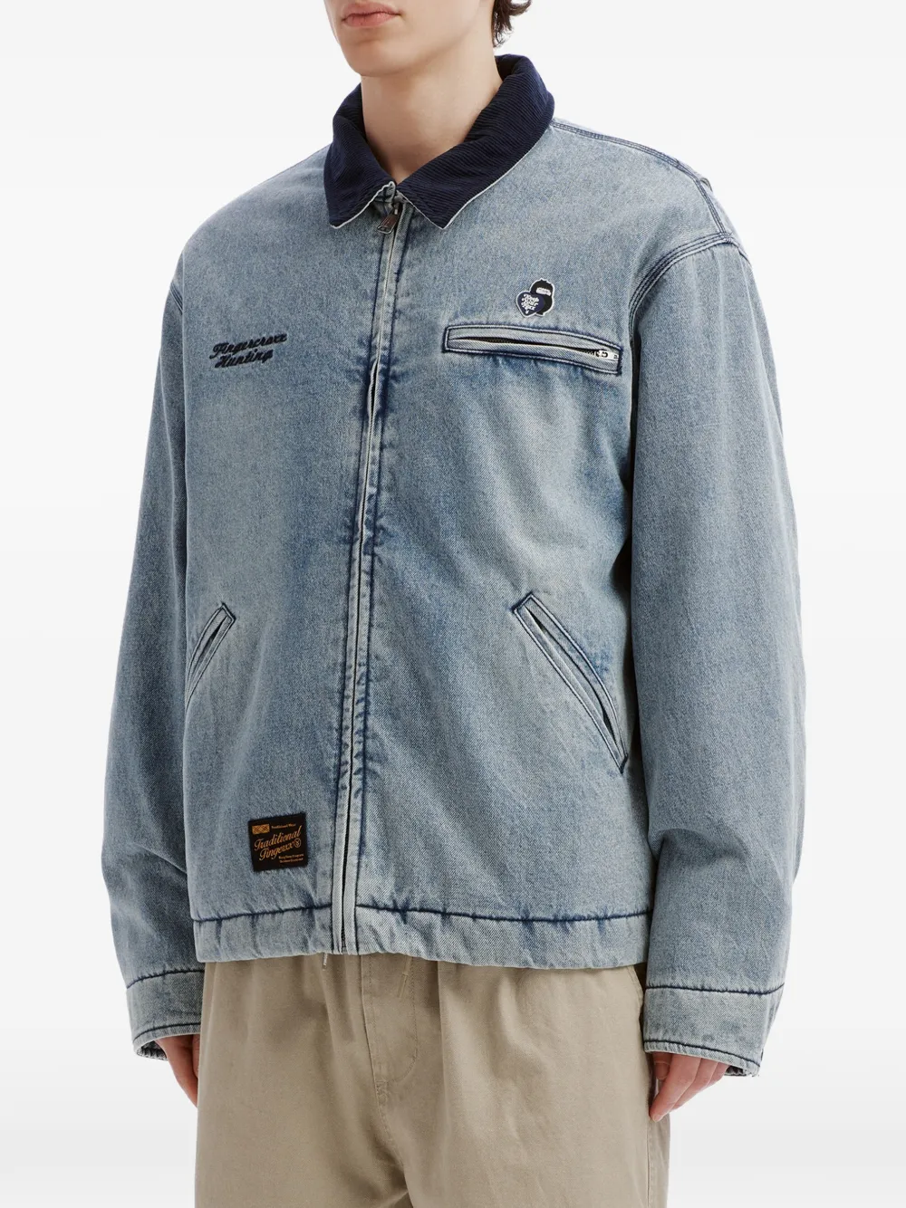 FINGERCROXX Denim jack met geborduurd logo Blauw