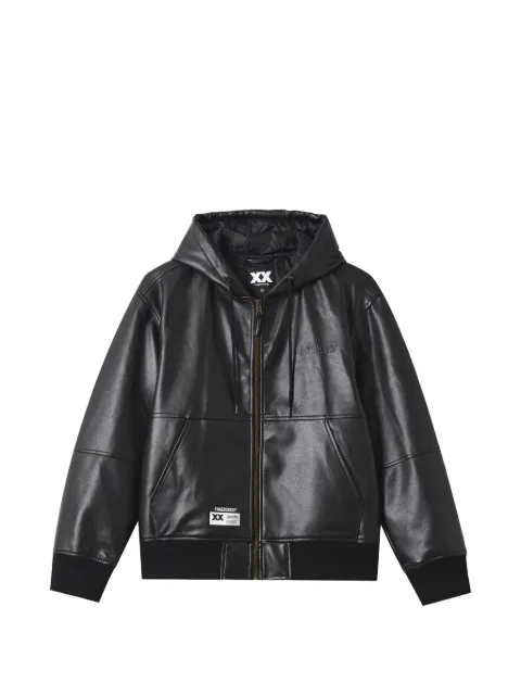 FINGERCROXX hooded faux-leather jacket