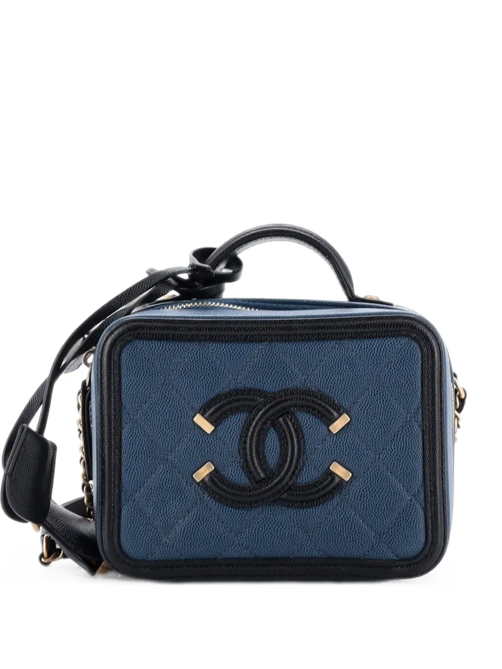 CHANEL Pre-Owned Filigree Vanity Case Quilted Caviar Small satchel - Nero