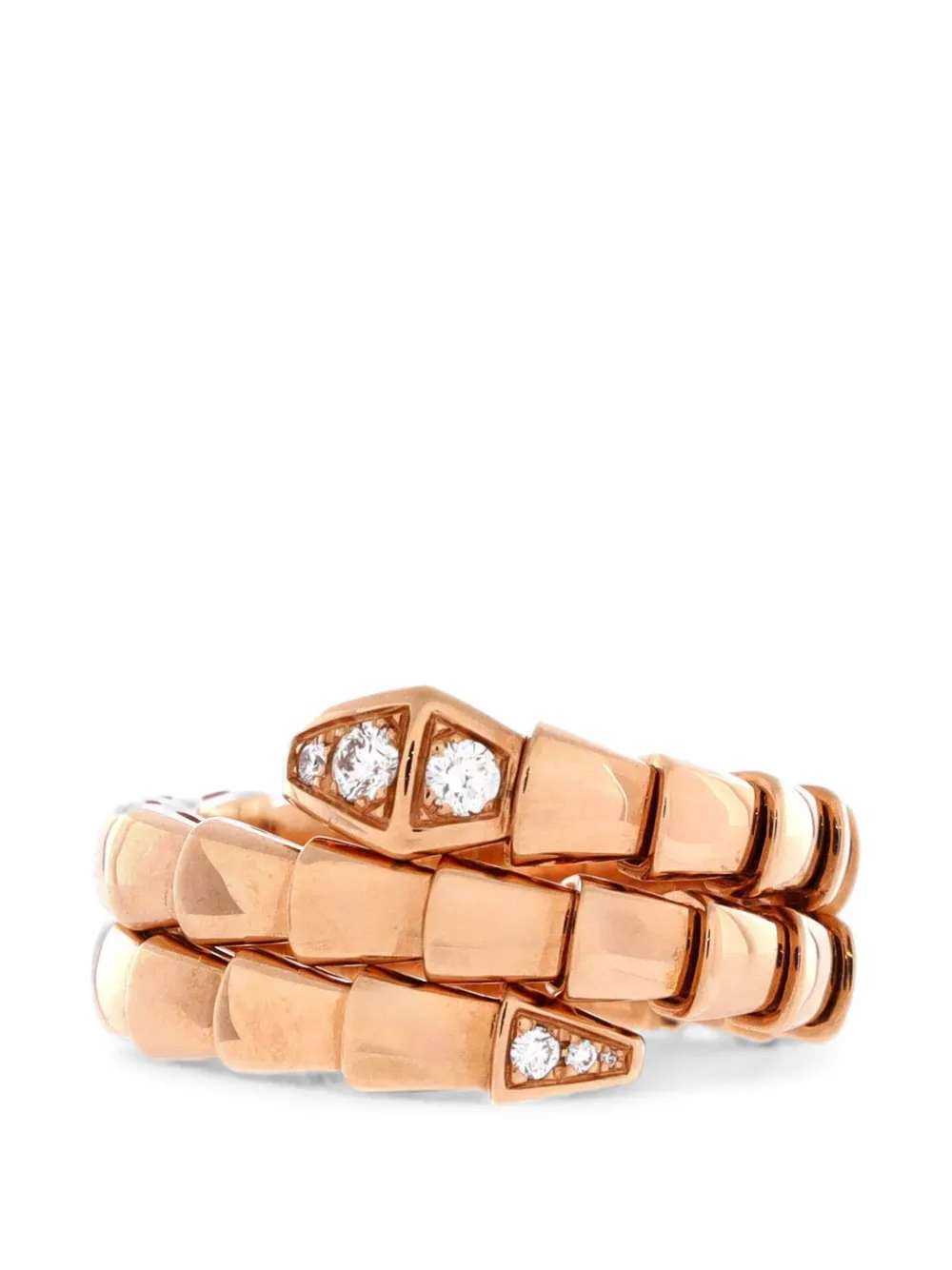 Bvlgari Pre-Owned Serpenti Viper Two-Coil 18K Rose Gold with Diamond ring - Rosa