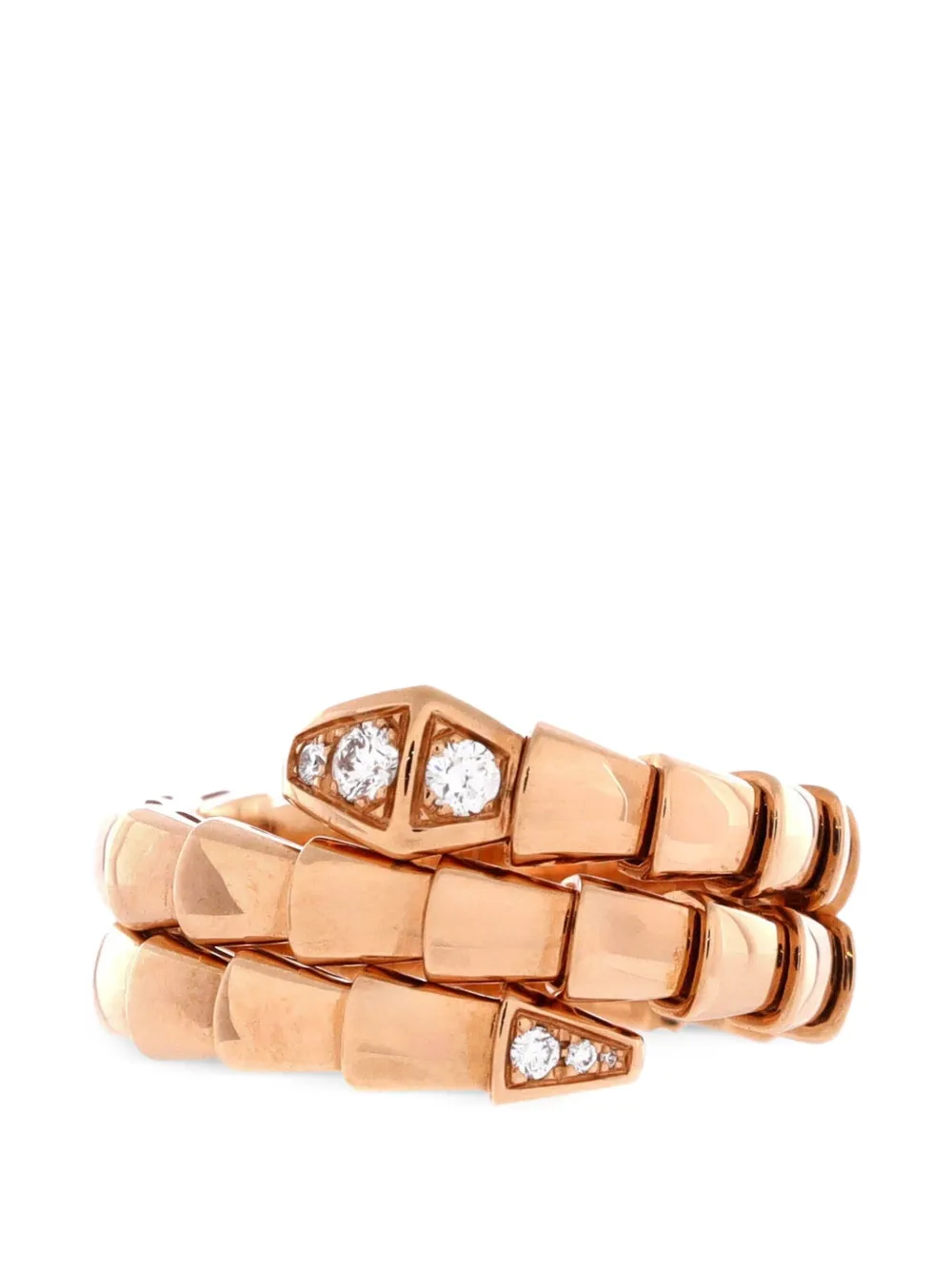 Bvlgari Pre-Owned Serpenti Viper Two-Coil 18K Rose Gold with Diamond ring - Rosa