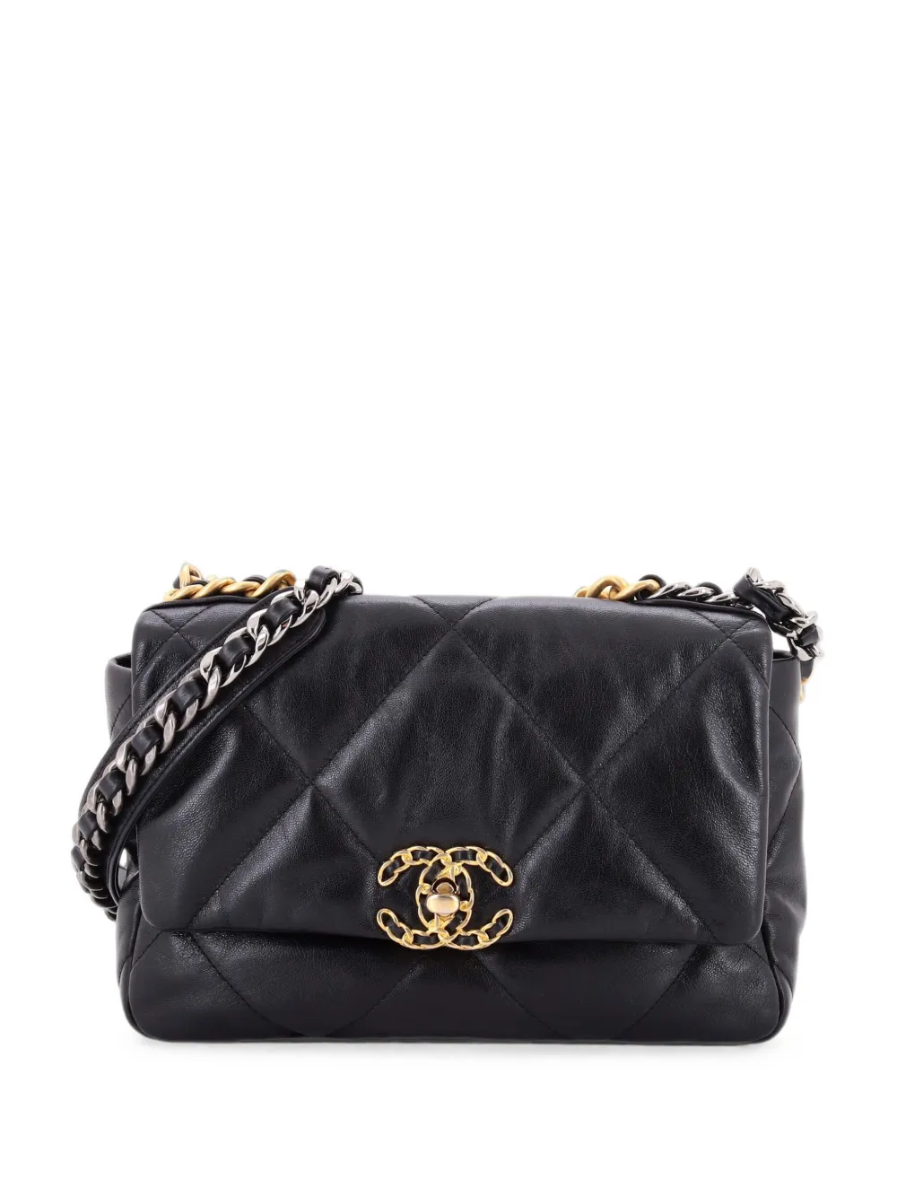 CHANEL Pre-Owned 19 Flap Bag Quilted Leather Medium crossbody bag - Nero
