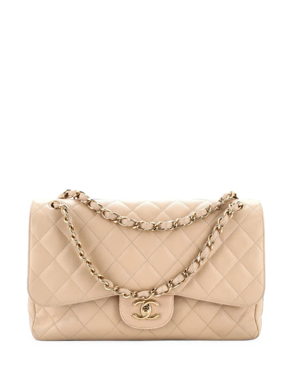 CHANEL Pre-Owned Classic Double Flap Bag Quilted Caviar Jumbo shoulder bag - Toni neutri