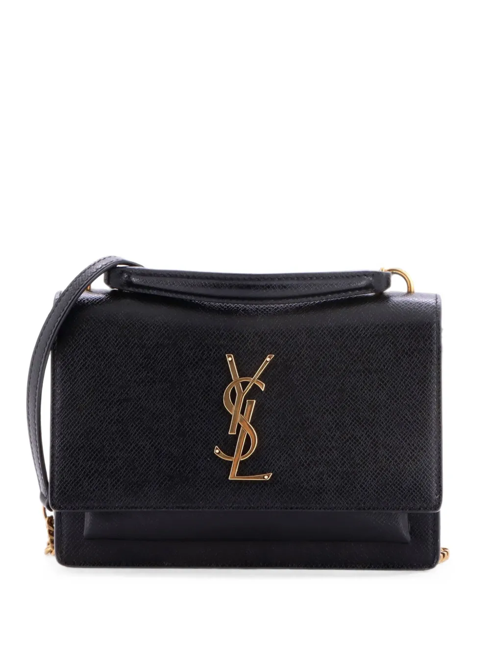 Saint Laurent Pre-Owned portefeuille à bandoulière Sunset à anse sur le dessus et bride en chaîne - Noir Saint Laurent Pre-Owned portefeuille à bandoulière Sunset à anse sur le dessus et bride en chaîne - Noir