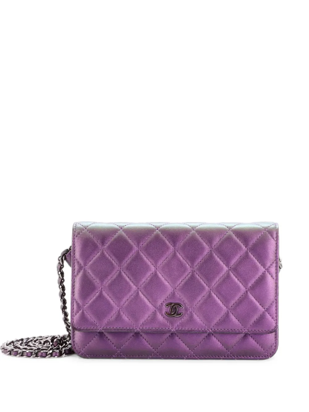 CHANEL Pre-Owned Wallet on Chain Quilted Metallic Lambskin crossbody bag - Effetto metallizzato