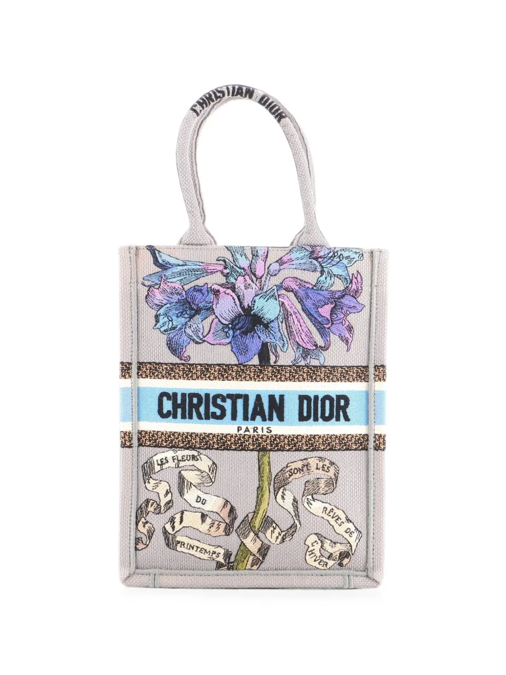 Christian Dior Pre-Owned cabas Book en toile brodée Vertical - Bleu Christian Dior Pre-Owned cabas Book en toile brodée Vertical - Bleu