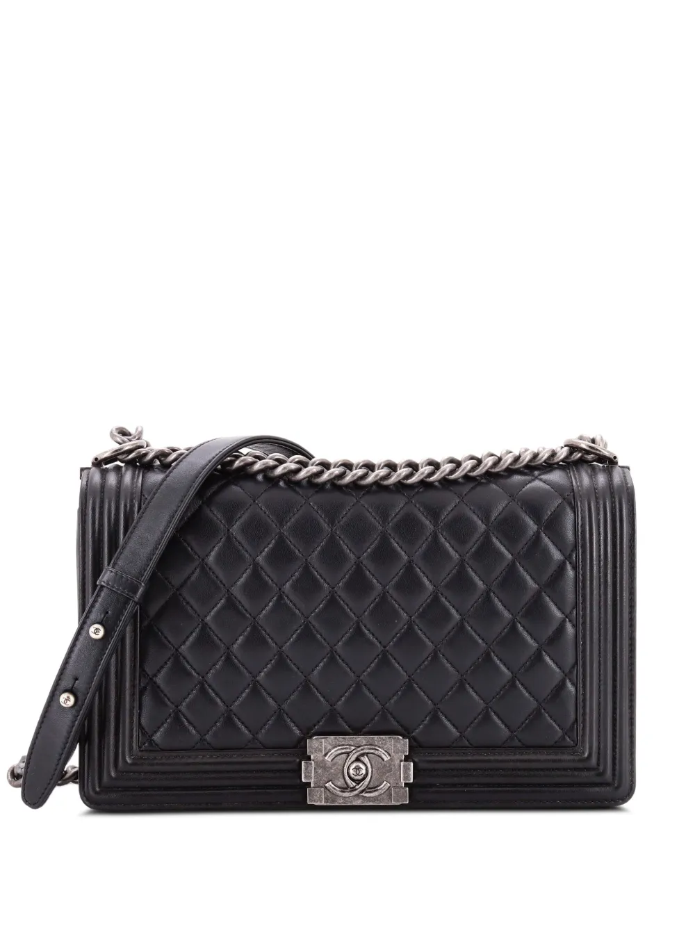 CHANEL Pre-Owned Boy Flap Bag Quilted Lambskin New Medium shoulder bag - Black