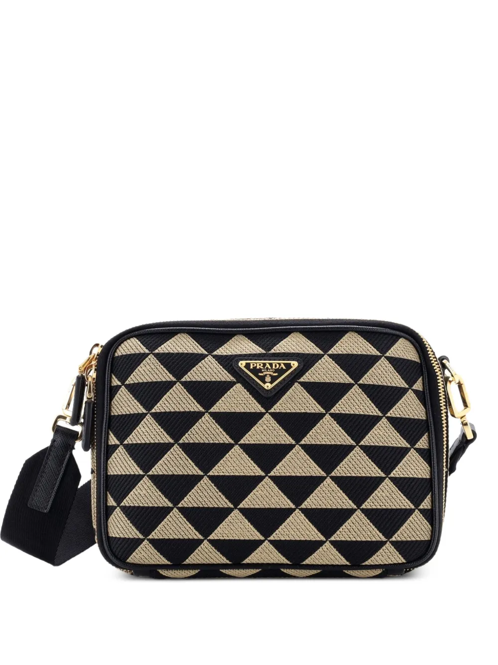 Prada Pre-Owned Symbole Zip Around Shoulder Bag Jacquard crossbody bag - Nero