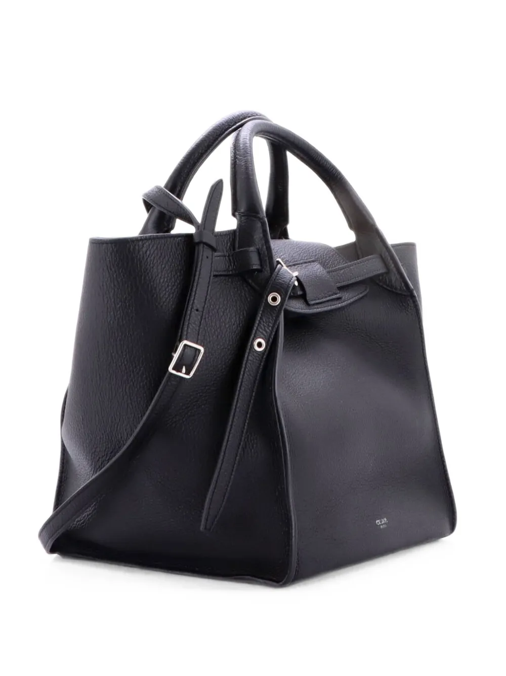 Pre-owned Celine Big Bag Grained Calfskin Small Satchel In Black