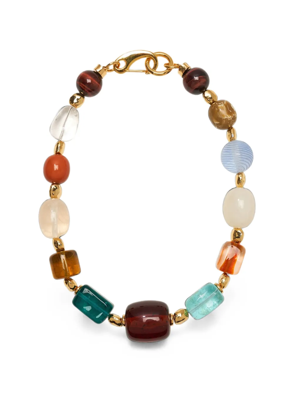 Lizzie Fortunato Acrobat tiger eye beaded necklace - Gold