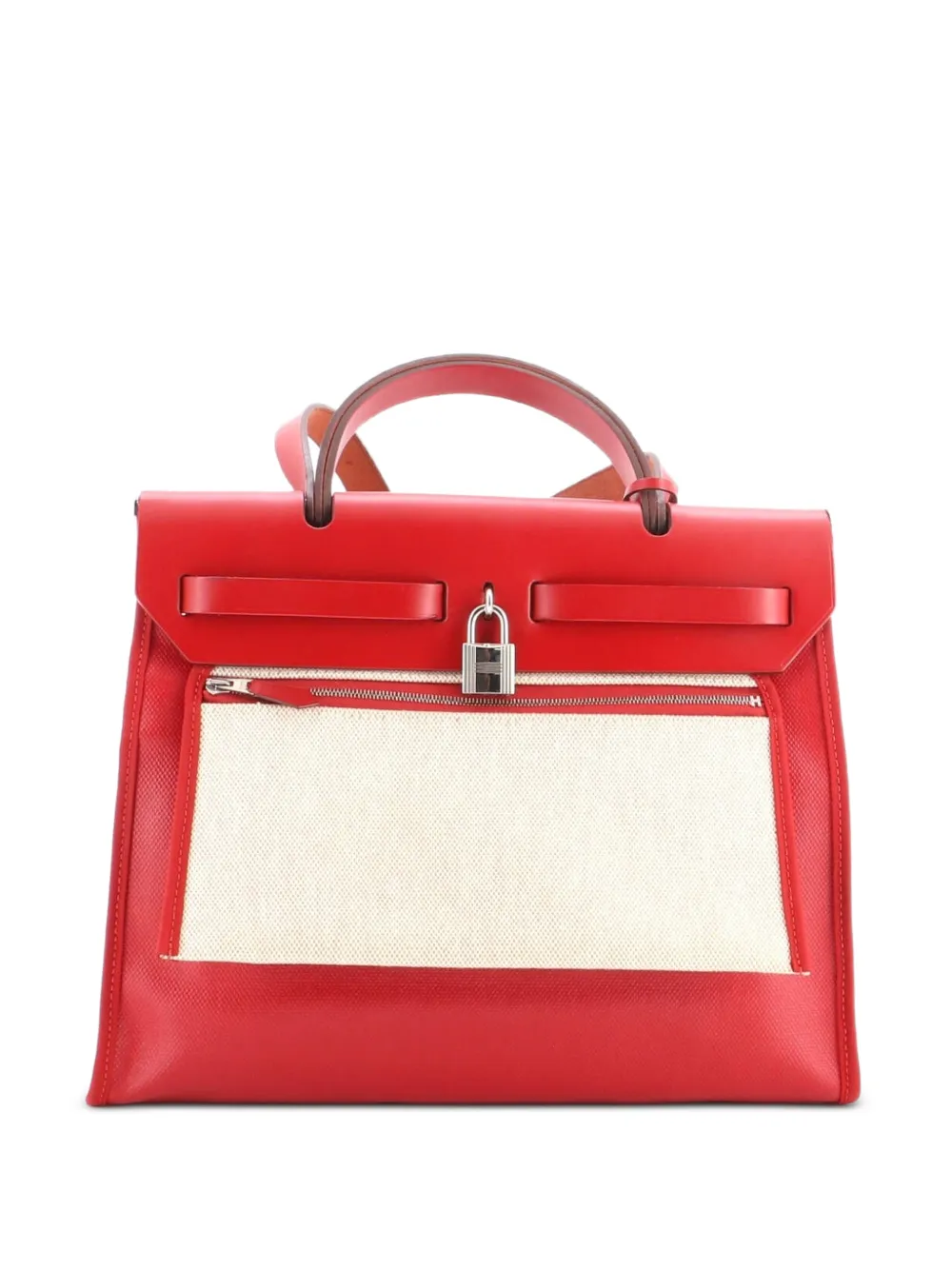 Hermès Pre-Owned Herbag Zip Berline Vache Canvas and Leather 31 shoulder bag - Rot