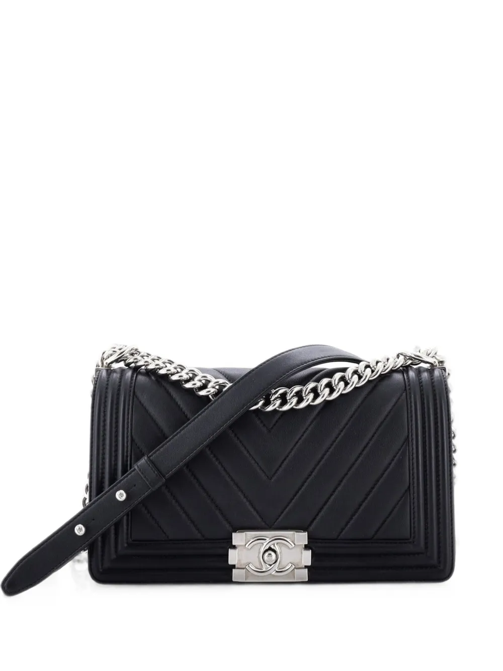 CHANEL Pre-Owned Boy Flap Bag Chevron Calfskin Old Medium shoulder bag - Nero