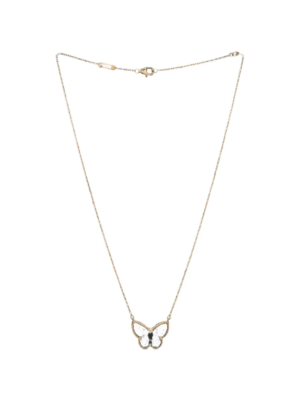 Van Cleef & Arpels Pre-Owned Lucky Alhambra Butterfly Pendant 18K Yellow Gold with Mother of Pearl necklace - Oro