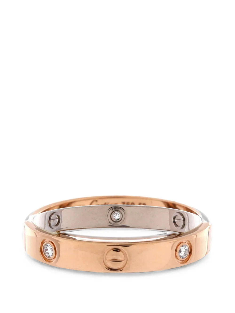 Cartier Love 6 Diamonds Double 18K Rose Gold and 18K White Gold with Diamonds ring - Rosa