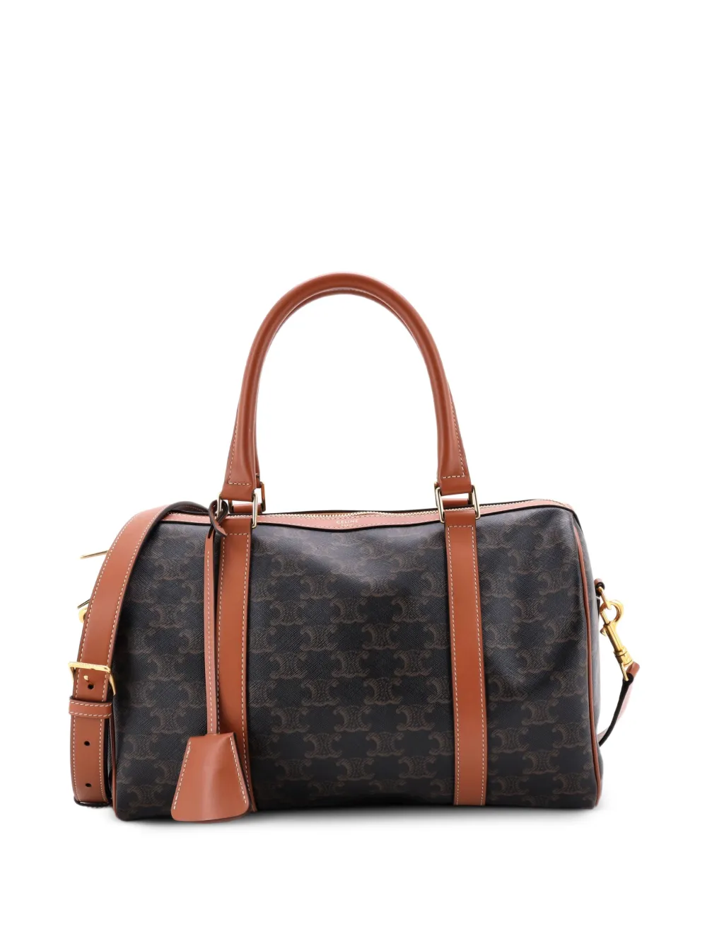 Celine Pre-Owned Boston Bag Triomphe Coated Canvas Large handbag - Brown