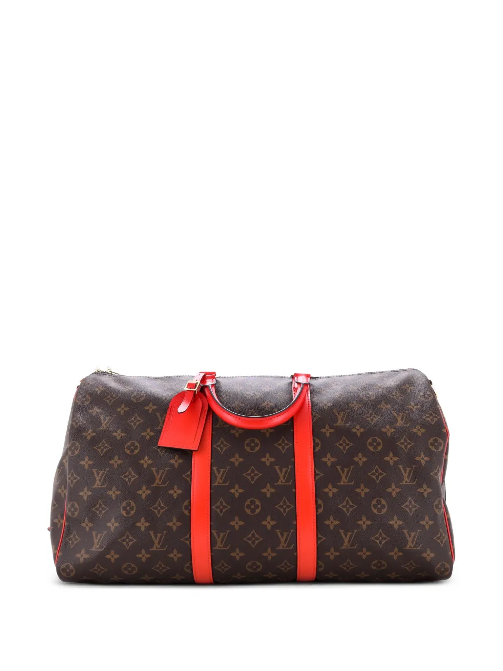 Louis Vuitton Pre-Owned Keepall Bandouliere Bag Monogram Canvas with Coquelicot Leather Trim 50 travel bag - Rosso