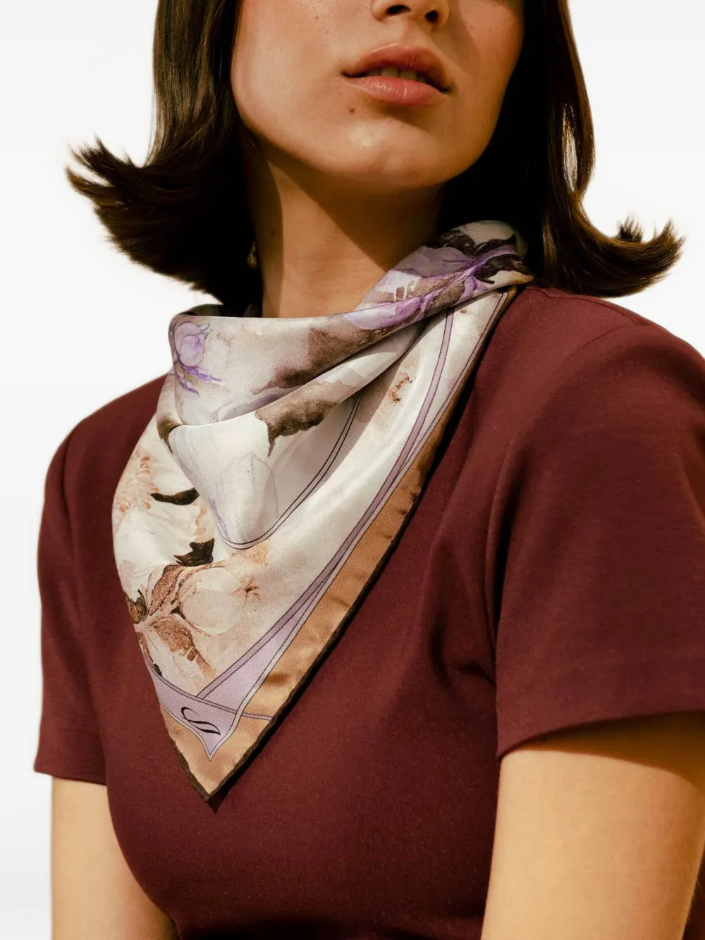 Elizabetta Odetta zijden bandana met bloemen-print Paars