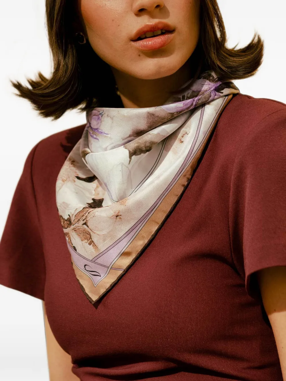 Elizabetta Odetta zijden bandana met bloemen-print Paars