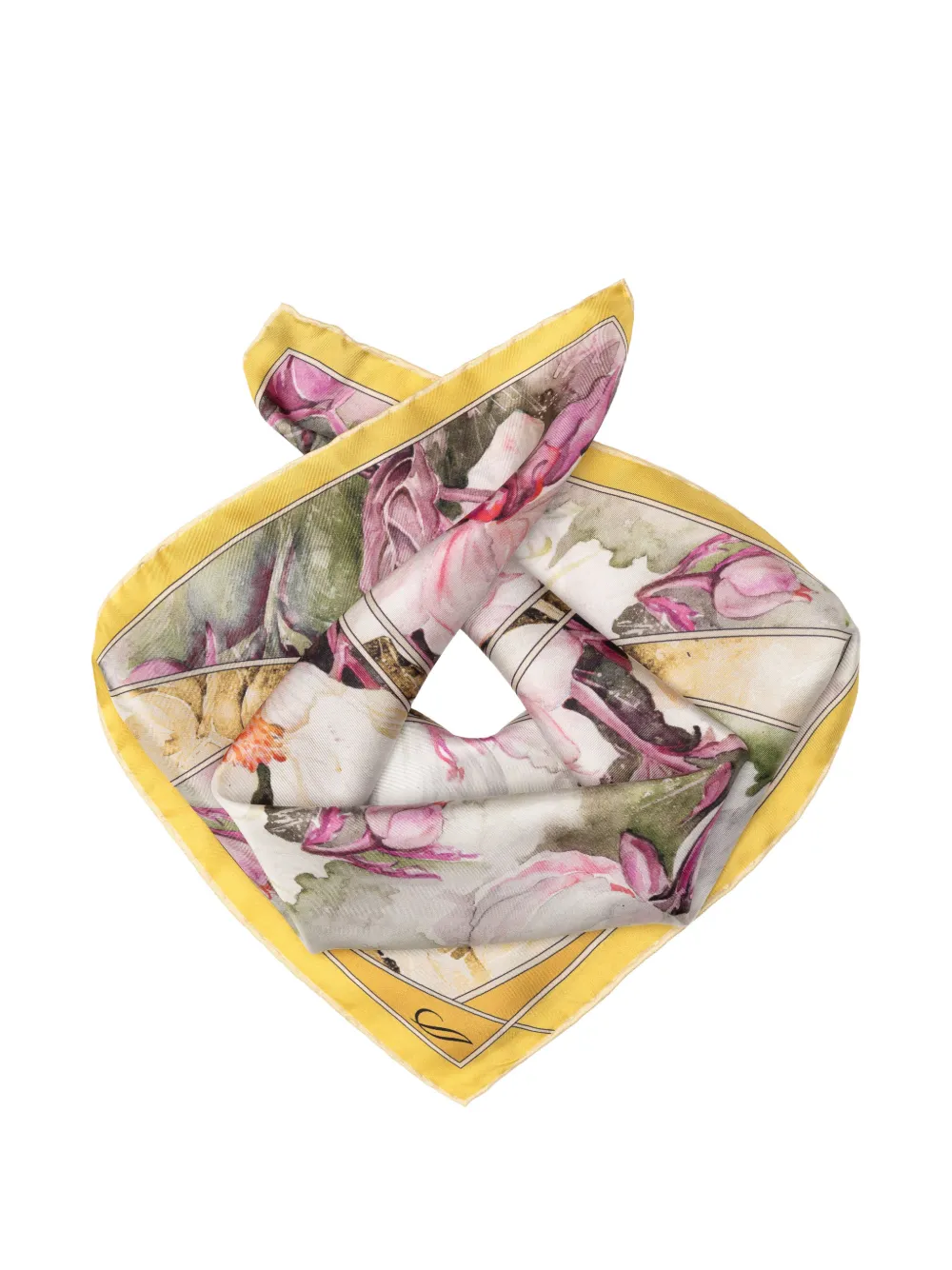 Elizabetta Odetta zijden sjaal met bloemen-print Goud