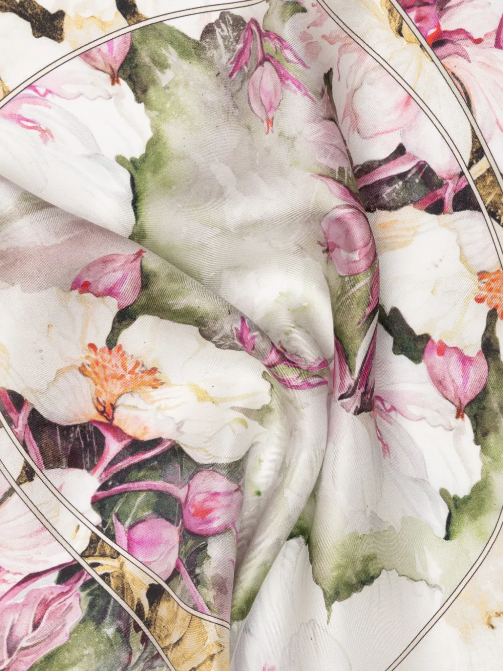 Elizabetta Odetta zijden sjaal met bloemen-print Goud