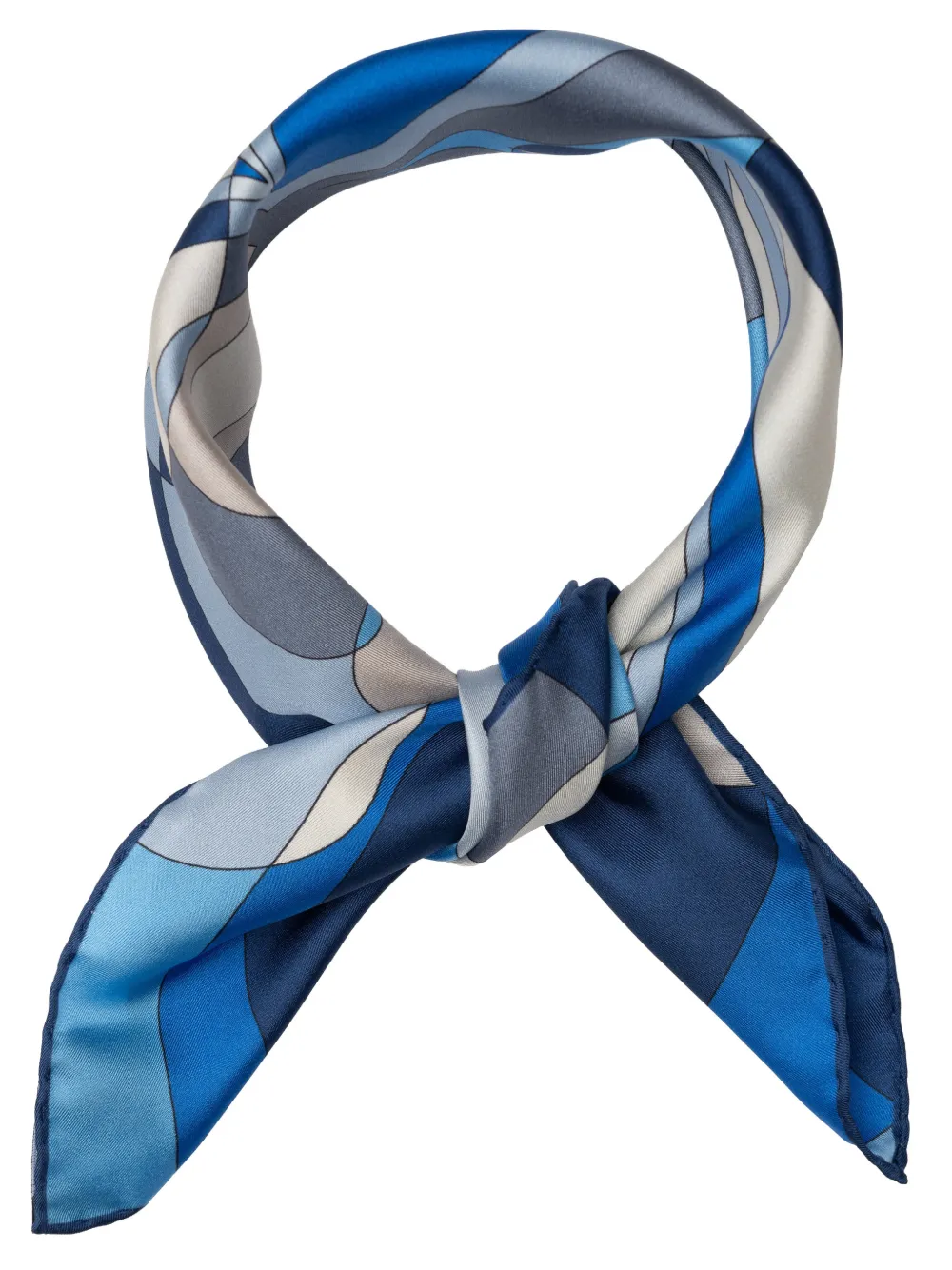 Elizabetta Michelle geometric-print silk bandana Blauw