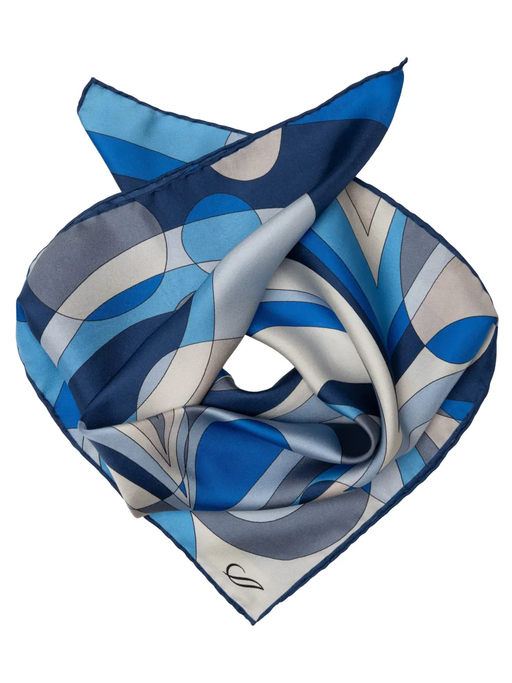 Elizabetta Michelle geometric-print silk bandana Blauw