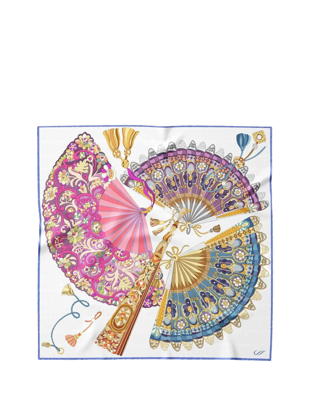 Elizabetta Venetian Fan silk scarf - Bianco