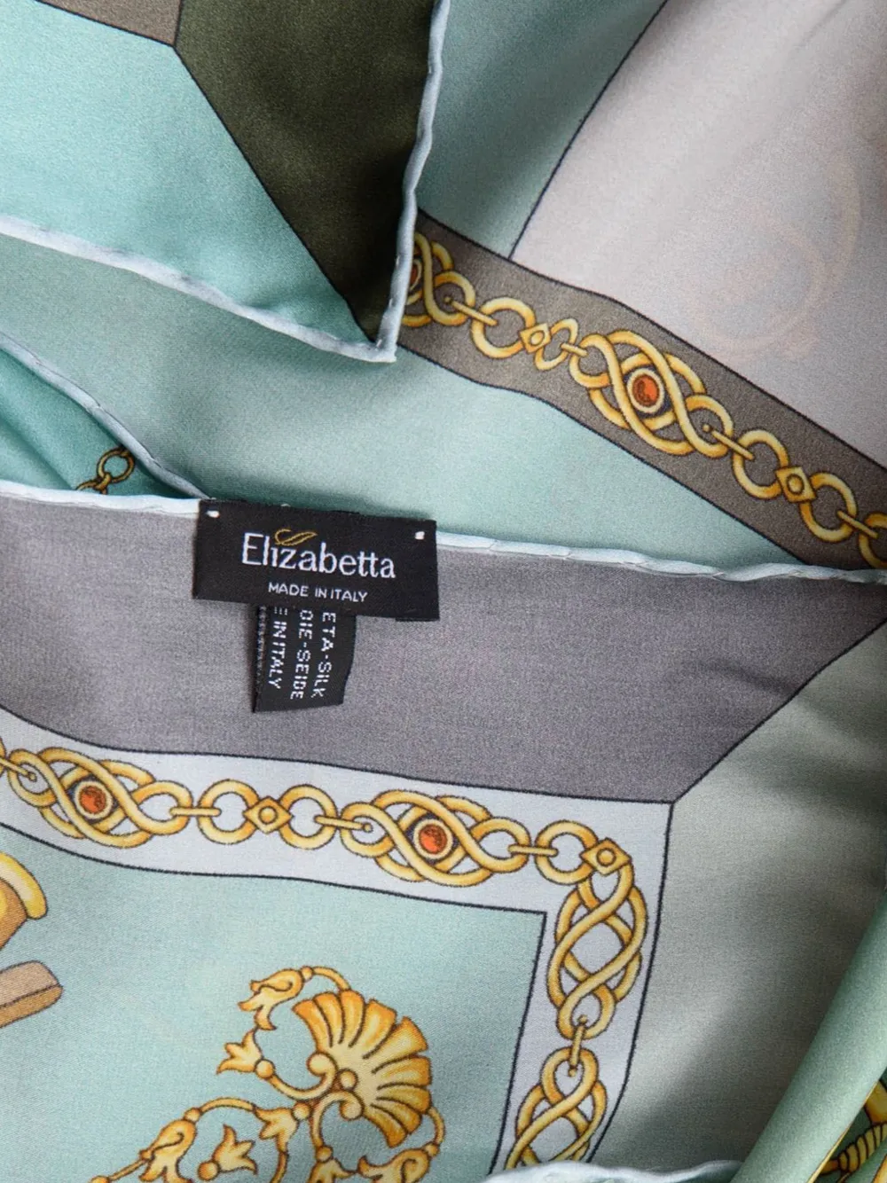 Elizabetta Gabriella zijden sjaal met ruitersport-print Groen
