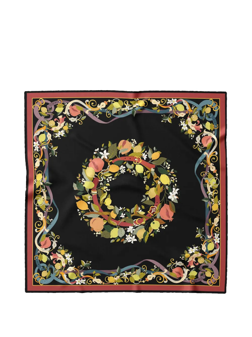 Elizabetta Anthea floral-print silk scarf - Nero