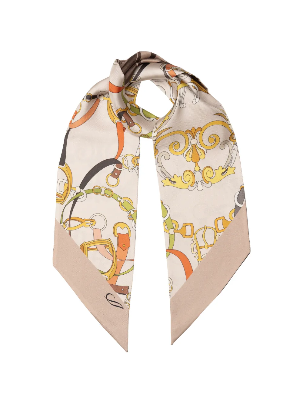 Elizabetta Silvia zijden sjaal met ruitersport-print Beige