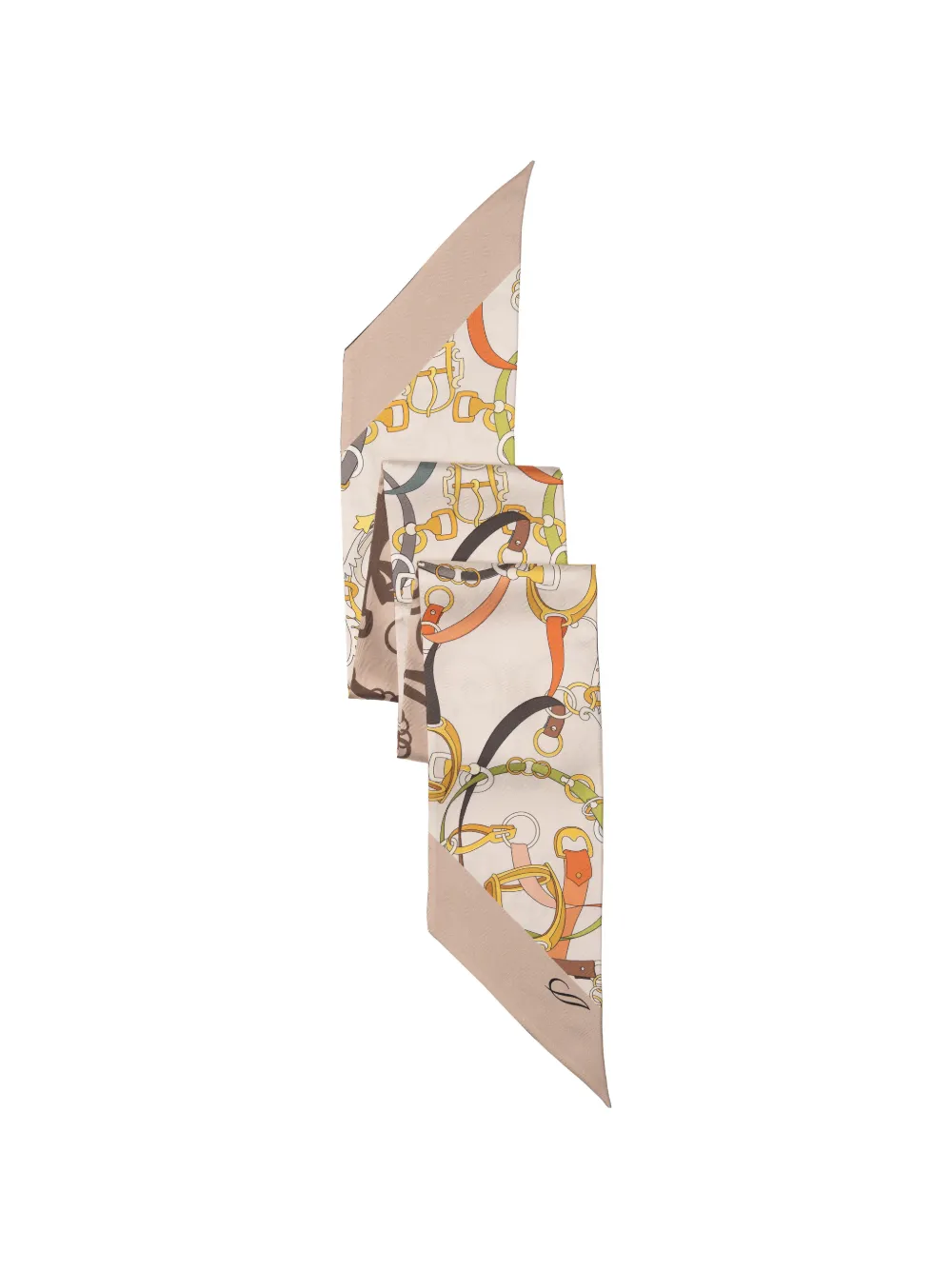 Elizabetta Silvia zijden sjaal met ruitersport-print Beige