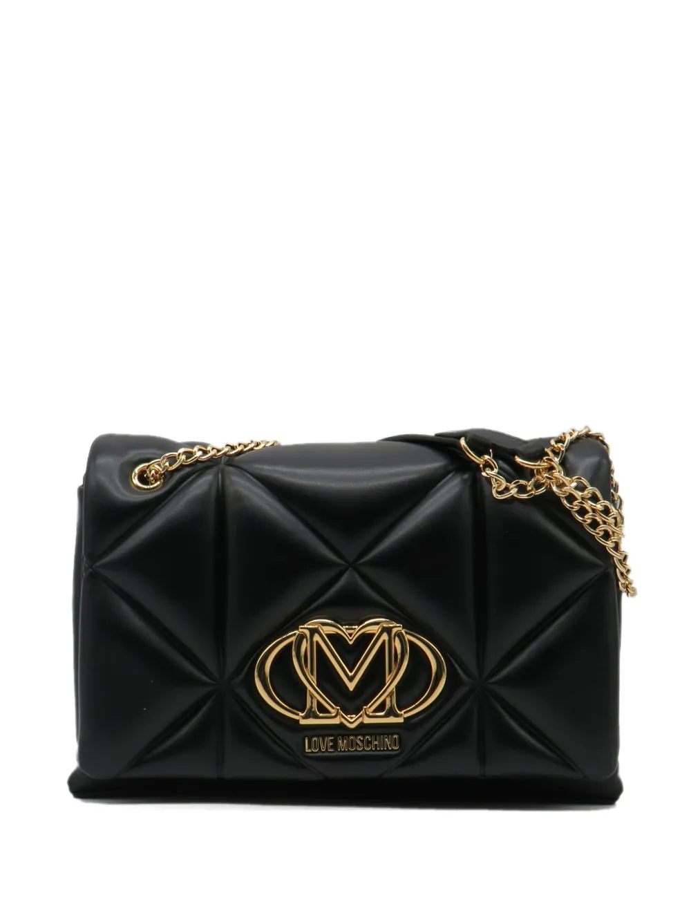 Love Moschino quilted logo-plaque shoulder bag - Nero