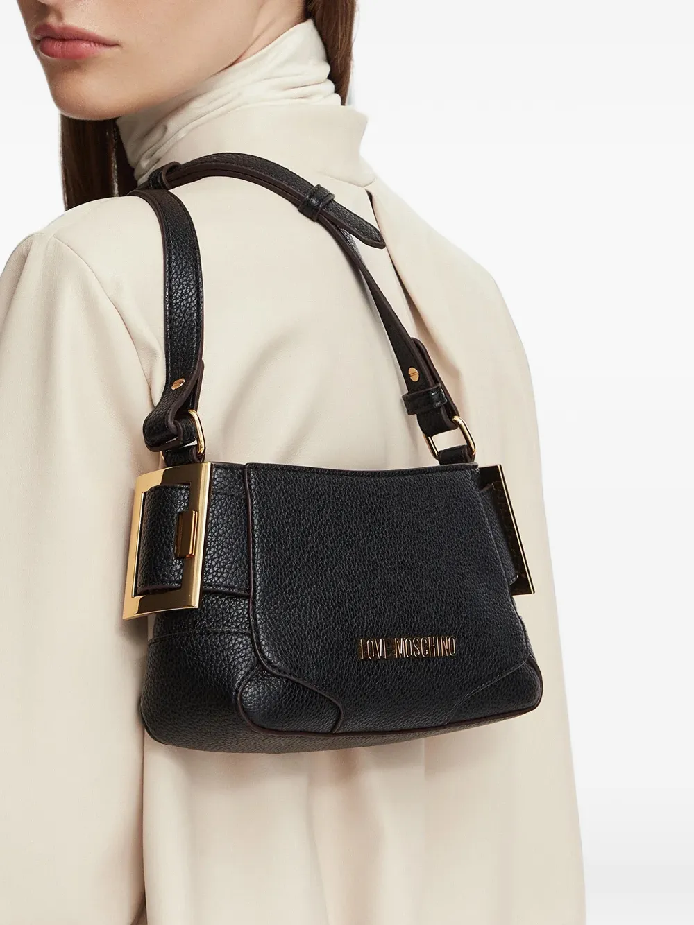Love Moschino Crossbodytas met gespdetail en textuur Zwart