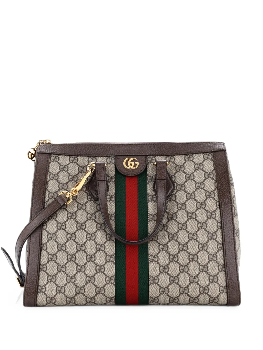 Gucci Pre-Owned Ophidia Top Handle GG Coated Canvas Medium tote bag - Marron Gucci Pre-Owned Ophidia Top Handle GG Coated Canvas Medium tote bag - Marron