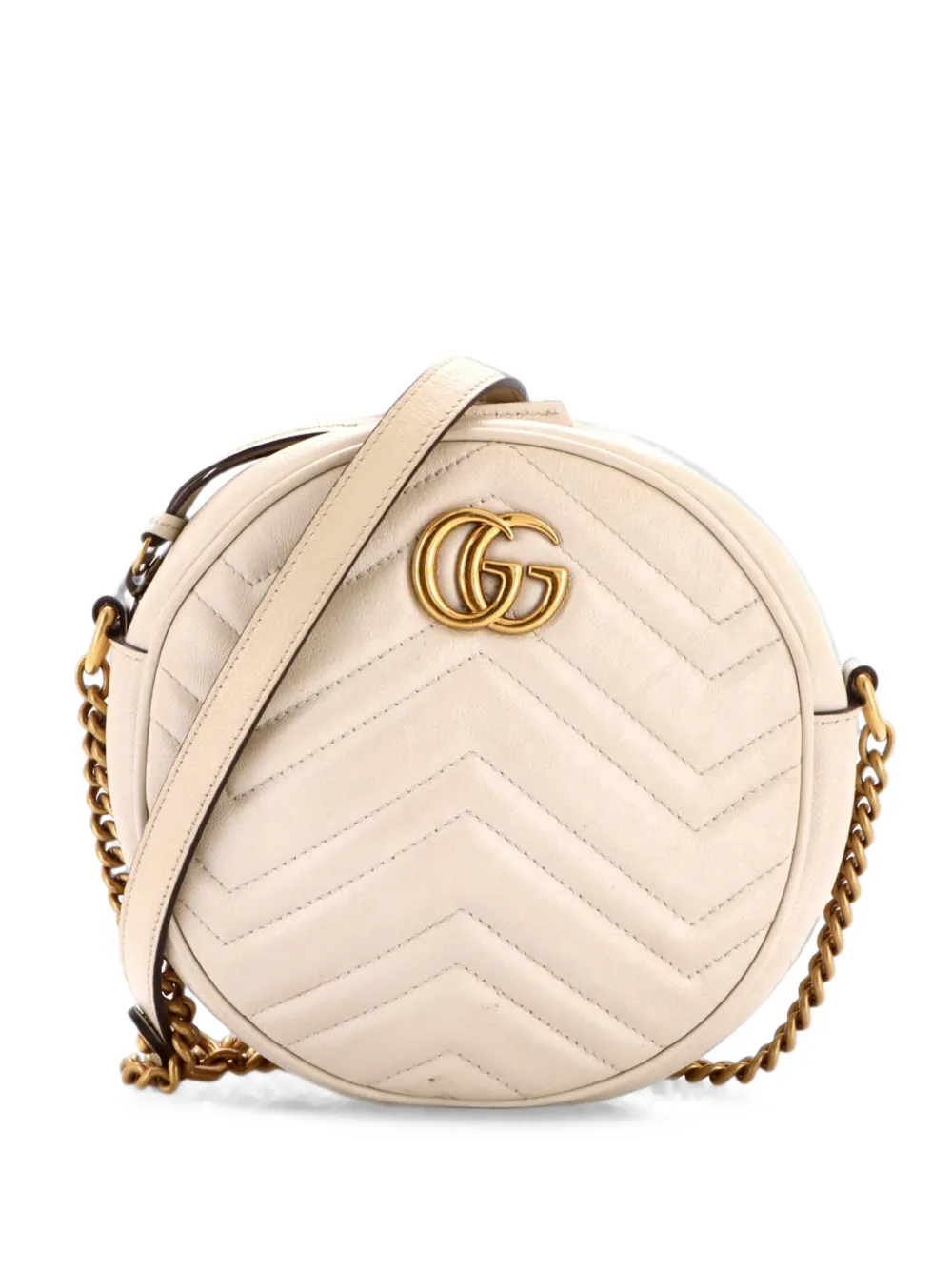 Gucci Pre-Owned GG Marmont Round Shoulder Bag Matelasse Leather Mini crossbody bag - Bianco