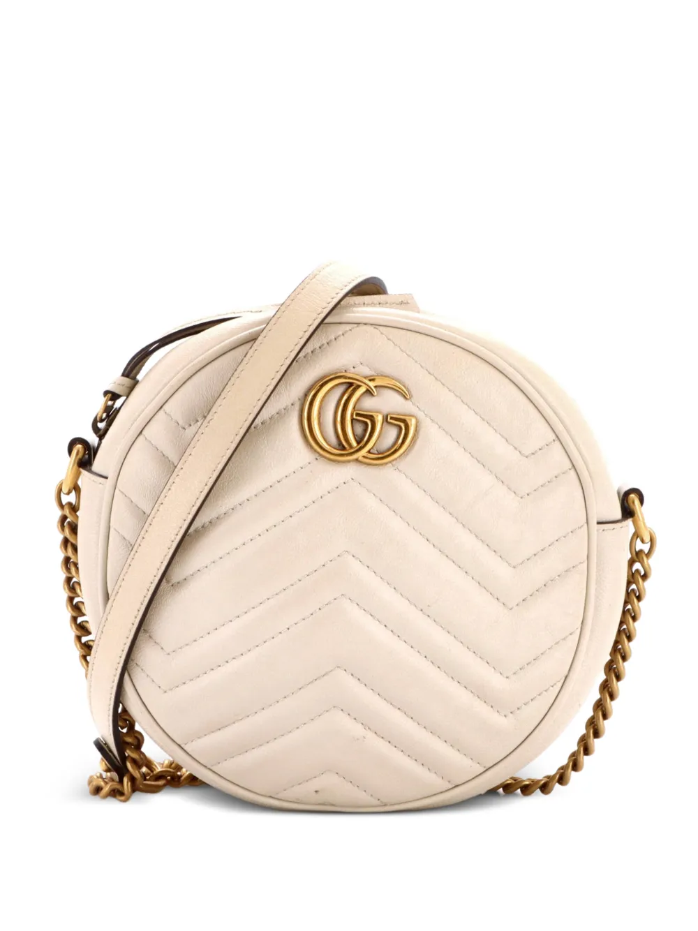Gucci Pre-Owned GG Marmont Round Shoulder Bag Matelasse Leather Mini crossbody bag - Bianco