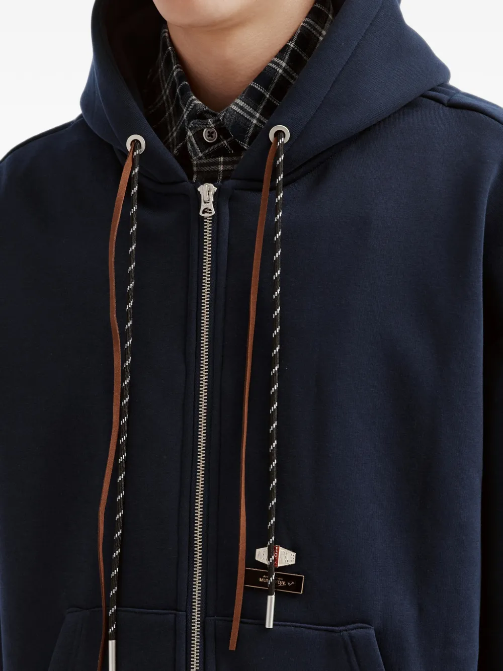 Musium Div. layered-effect zip-up hoodie Blauw