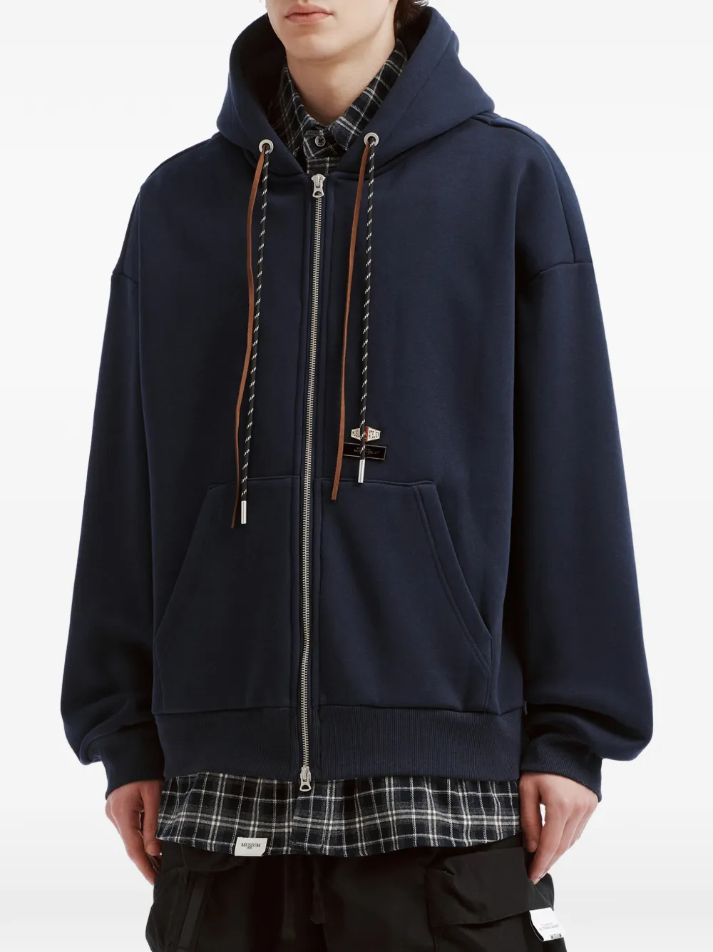 Musium Div. layered-effect zip-up hoodie Blauw