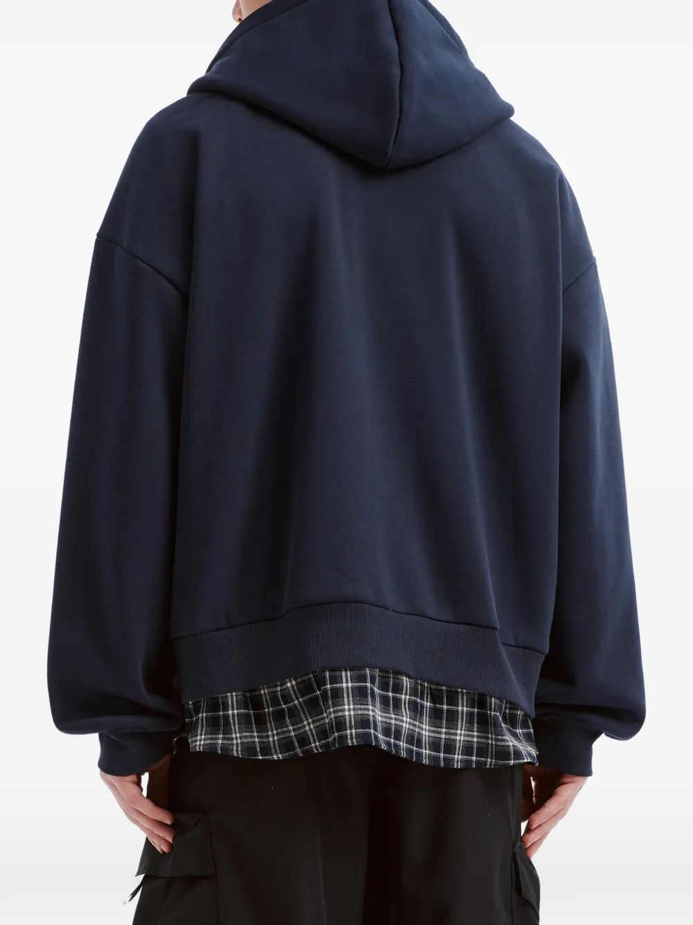 Musium Div. layered-effect zip-up hoodie Blauw