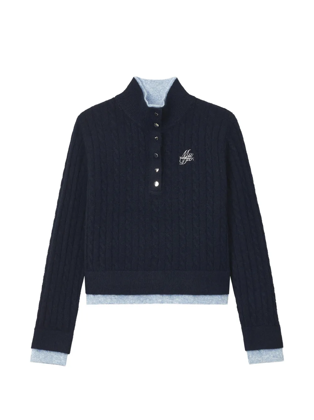 Musium Div. cable-knit button-up sweater Blauw