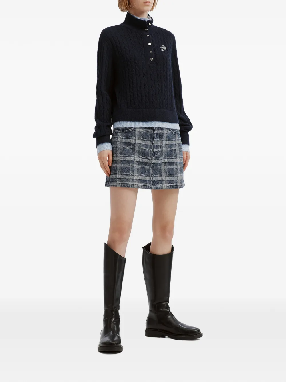 Musium Div. cable-knit button-up sweater Blauw
