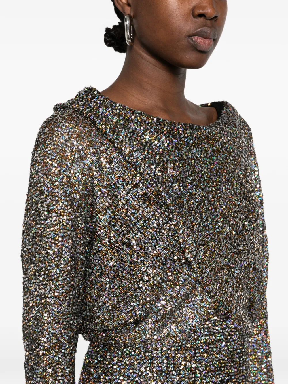 Alberta Ferretti sequin-embellished draped dress Zilver