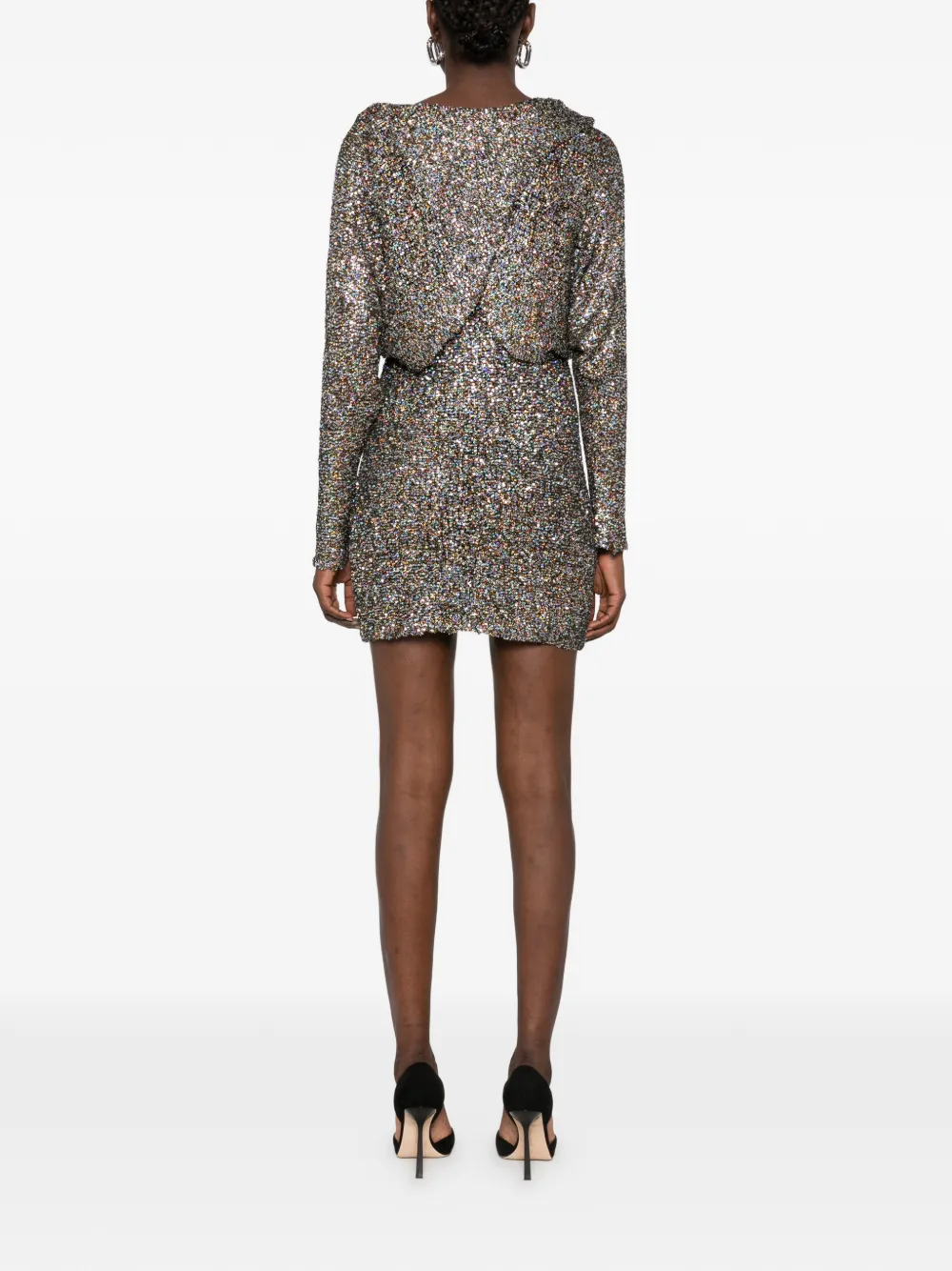 Alberta Ferretti sequin-embellished draped dress Zilver