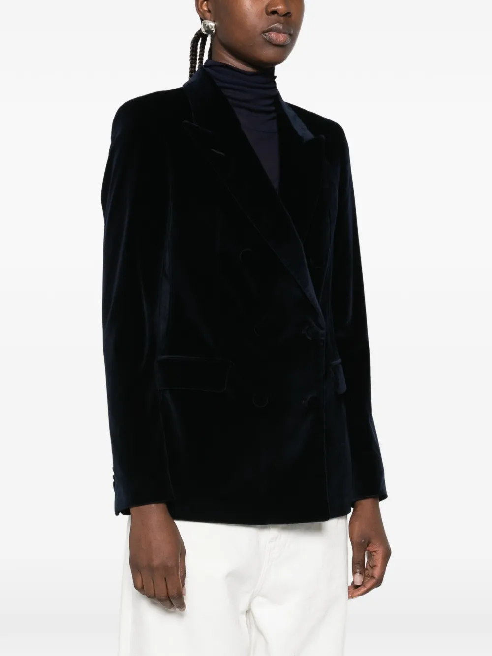 Tagliatore Parigi double-breasted velvet blazer Blauw