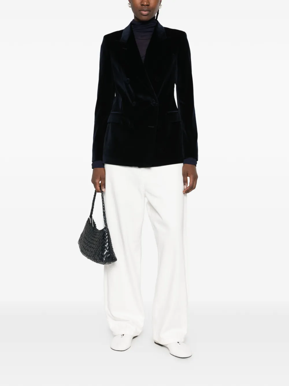 Tagliatore Parigi double-breasted velvet blazer Blauw