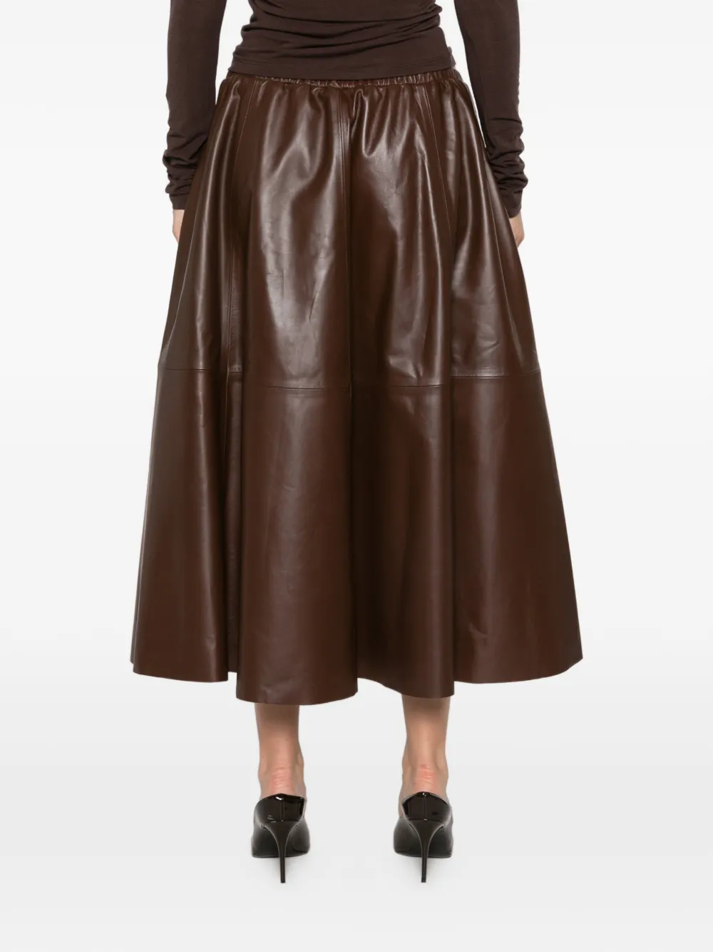Alberta Ferretti panelled leather maxi skirt Bruin